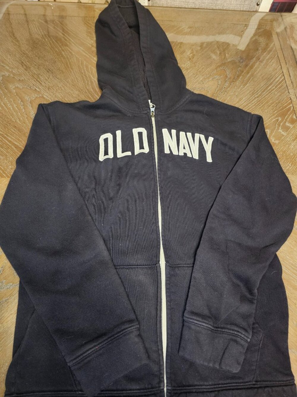 Old Navy Boys XXL (18) Black Logo Full-Zip Fleece Hoodie